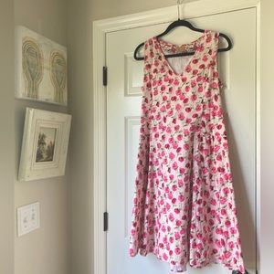Tulip Clothing Myla Dress with Pockets, Size S, V Neck, 100% Cotton, Pink
